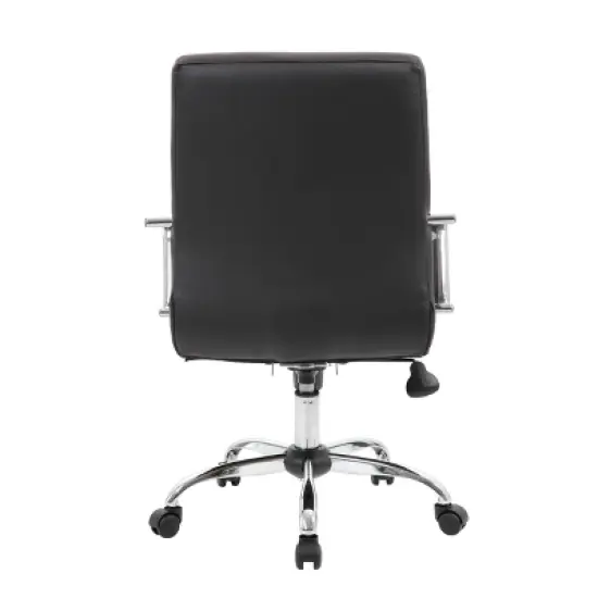 Task Chair with Fixed Arms Black - Boss Office Products: Upholstered, Metal Frame, Adjustable Height, Casters/Wheels image {4}