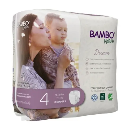 Bambo Nature Baby Diapers, Heavy Absorbency, Eco-Friendly, Size 4, 27 Count, 12 Packs, 324 Total image {2}