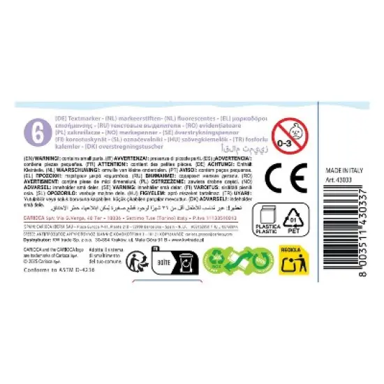 CARIOCA Pastel Washable Highlighters - 6 Pieces image {3}