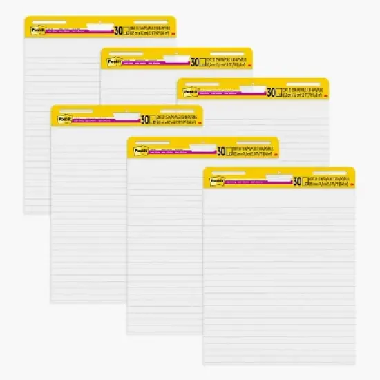 Post-it Super Sticky Wall Easel Pad 25" x 30" Lined 30 Sheets/Pad 6 Pads/Pack (561WL-VAD-6PK) image {9}