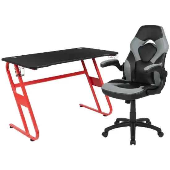 Flash Furniture Gaming Desk and Racing Chair Set with Cup Holder and Headphone Hook image {13}