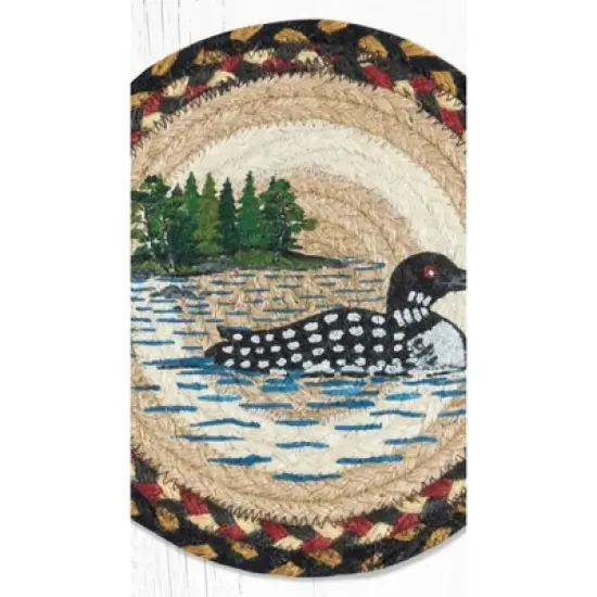 Earth Rugs Loon Patch Round Trivet &ndash; Rustic Cabin Kitchen Hot Pad 10"x10" image {2}