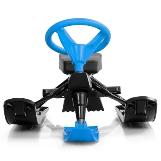 Costway Metal Snow Racer Sled w/ Steering Wheel and Brakes Kids Snow Sand Grass Sliding image {6}