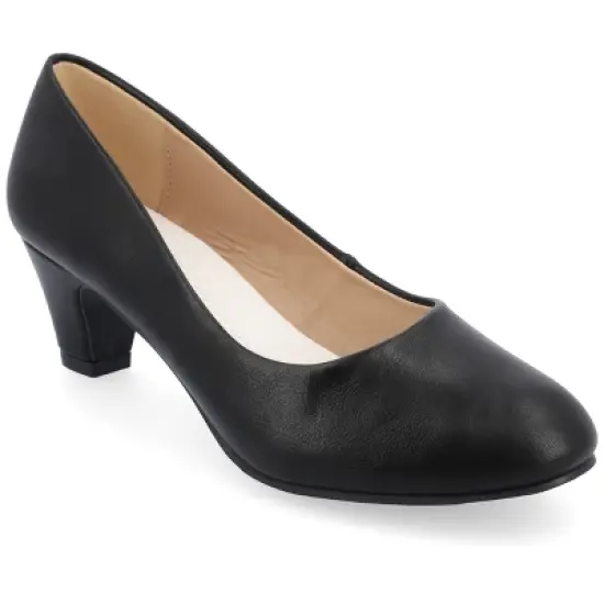Journee Collection Womens Luu-m Comfort Insole Round Toe Low Block Heel Pumps image {9}