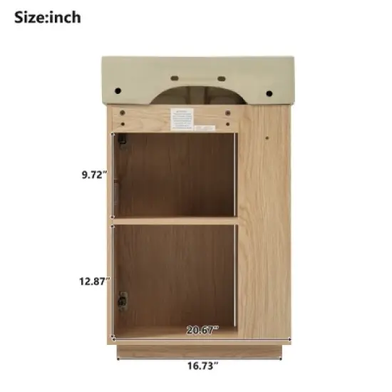 Whisen 21.6" Bathroom Vanity with Ceramic Sink, Freestanding Right Door Cabinet with Open/Closed Storage image {14}