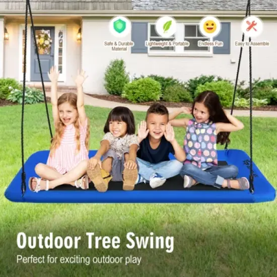 Infans 700lb Giant 60" Platform Tree Swing Outdoor w/ 2 Hanging Straps Blue image {1}