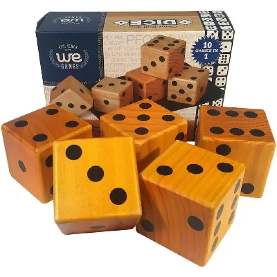 WE Games Giant Roll 'em Dice - Set of 5 Wooden Lawn Dice image {2}