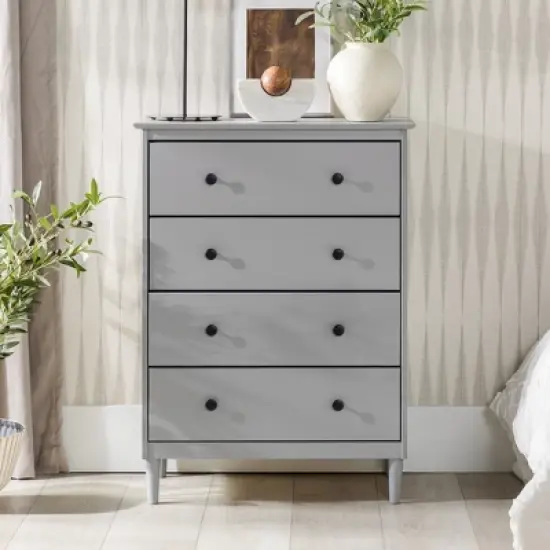 Stiva Classic Mid-Century Modern Vertical 4 Drawer Dresser Gray - Saracina Home image {3}