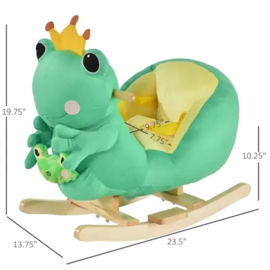 TopComfy Baby Bouncer and Rocker Toddler Kid Chair Plush Frog Rocking Horse Toy for Playroom Living Room, Green, 23.5"*13.8"*19.8" image {2}