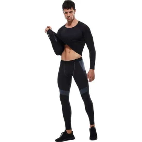 Anna-Kaci Active Men's Long Sleeve Athletic Compression Shirt with Crew Neckline and Stretch Fit Performance Fabric image {5}