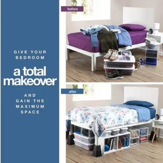 Adjustable Bed Risers - Heavy Duty Furniture Riser Set of 4 in Heights of 8, 5, or 3 Inches for Table risers, Bed Frame Risers in Black &ndash; Homeitusa image {3}