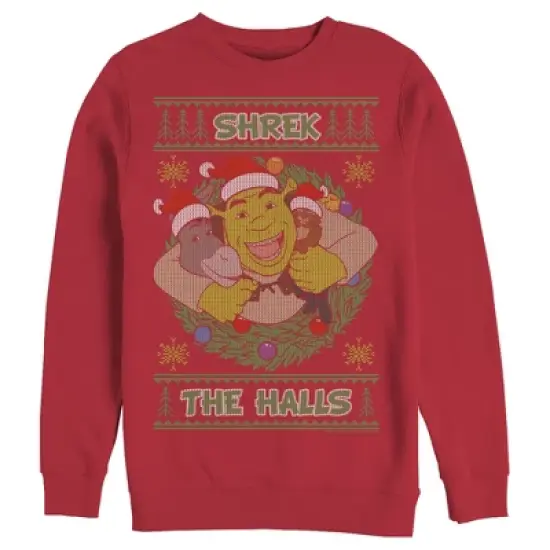 Men's Shrek Ugly Christmas Deck the Halls Sweatshirt image {2}
