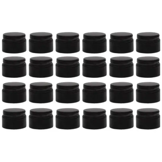 Darware Black Mini Glass Balm Jars, 24pk; Little Cosmetic Jars w/ Lined Black Metal Lids image {8}