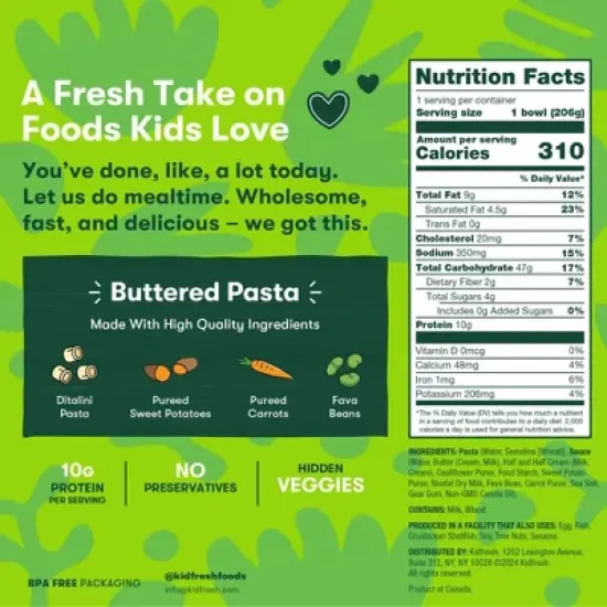 Kidfresh Buttered Pasta Frozen Meal - 7.25oz image {1}