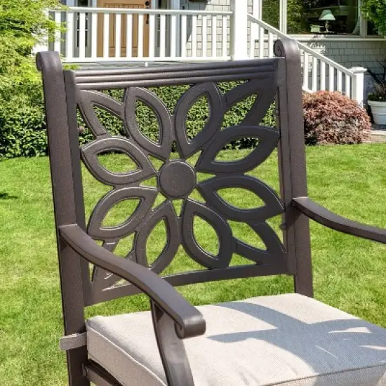 Captiva Designs 3pc Cast Aluminum Outdoor Patio Dining Set with Bar Stools Brown image {2}