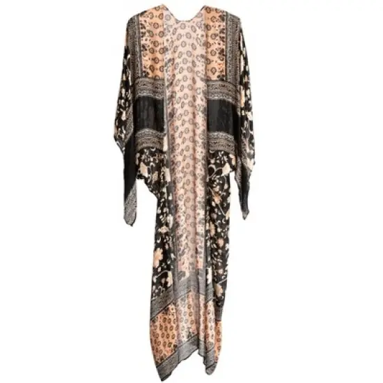Shiraleah Black Floral Long Cover Up image {2}