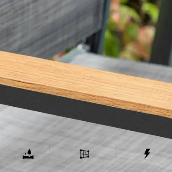 3pc Patio Dining Set with Small Square Table with Umbrella Hole & Lightweight Sling Chairs - Captiva Designs: Outdoor Furniture for Balcony image {10}