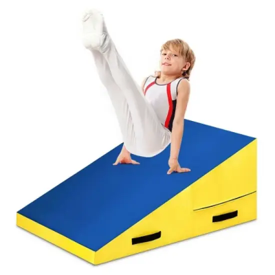 Incline Gymnastics Mat Cheese Wedge Tumbling Mat w/Zipper Handle Home Training image {6}