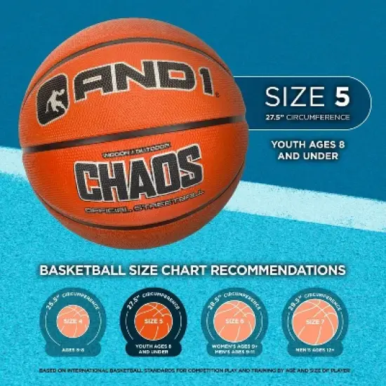 AND1 Fantom Graffiti 27.5 Rubber Basketball : Youth Sized Streetball for Indoor and Outdoor Use, Deep Channel Construction and Durability image {5}