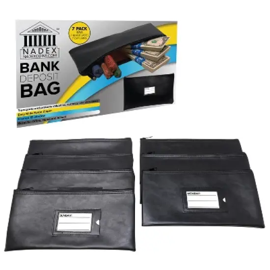 Nadex Coins&trade; Vinyl 7-Day Pack of Zippered Bank Deposit Cash and Coin Bags with Card Window image {3}