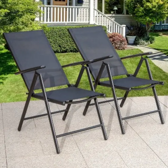 5pc Patio Set with Square Table & Reclining Sling Chairs with Armrests - Captiva Designs image {7}