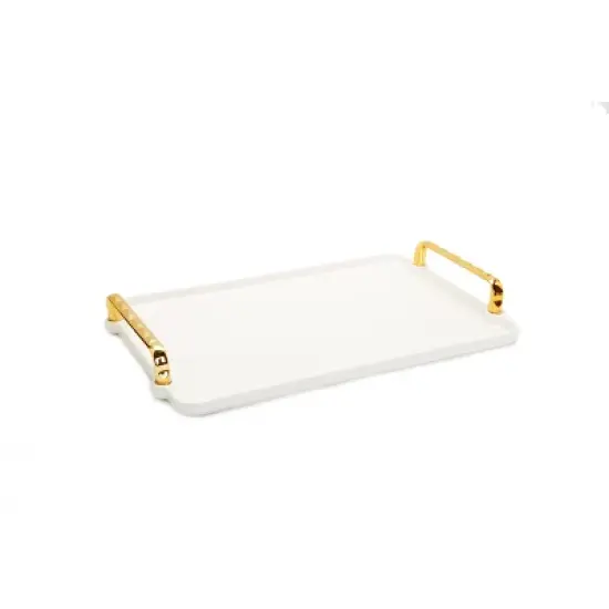 Classic Touch 6 Bowl Serving Dish White Tray and Glass Bowls with Gold Trim - 13.5"L image {5}