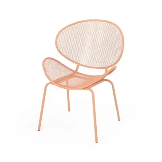 2pcs Outdoor Chairs, Shell Shaped Seats Dining Chair With Round Backrest, Patio Metal Bistro Chair, Weather-resistant Armless Chairs image {3}