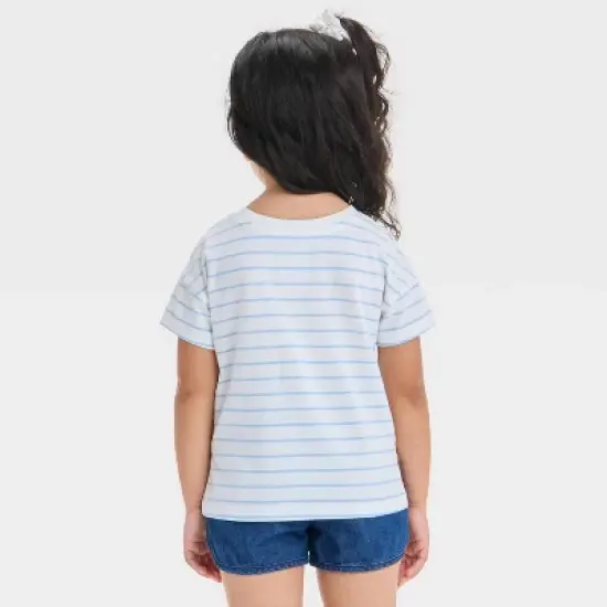 Toddler Girls' Lemon Striped Graphic T-Shirt - Cat & Jack&trade; Light Blue image {2}