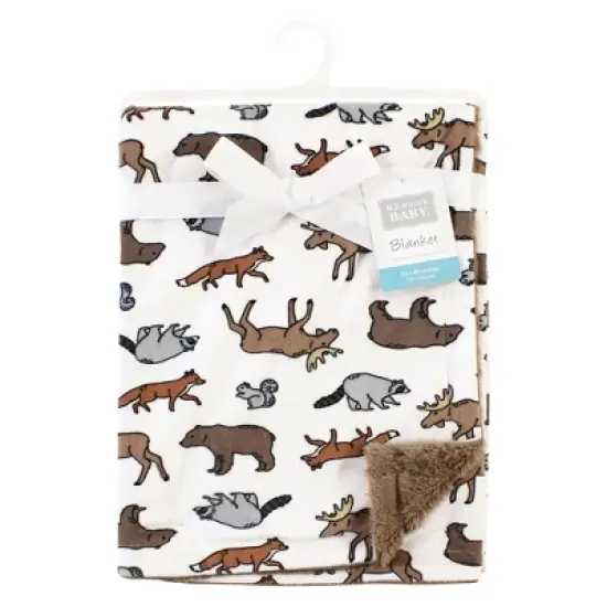 Hudson Baby Plush Blanket with Furry Binding and Back, Animal Adventure, One Size image {1}
