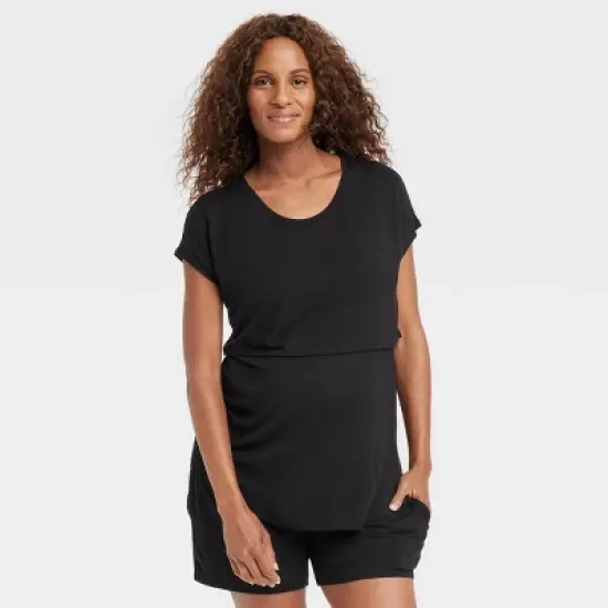 4pk Nursing Bundle Maternity Pajama Set - Isabel Maternity by Ingrid & Isabel&trade; Black image {3}