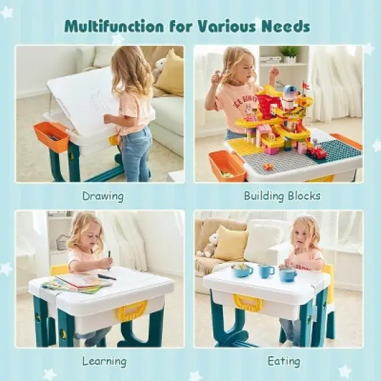 Costway 5 in 1 Kids Activity Table Set w/ Chair Toddler Luggage Building Block Table image {1}