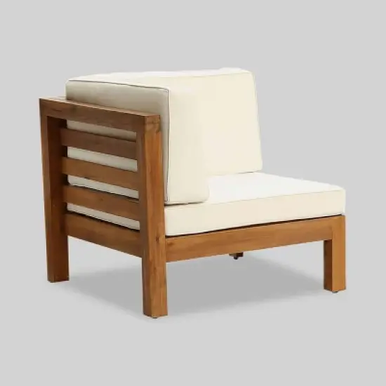 Oana 12pc Acacia U-Shaped Sectional Sofa Set with Fire Pit - Teak/Beige and Light Gray - Christopher Knight Home image {2}