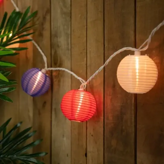 Northlight Patriotic Paper Lantern Patio String Lights - 7.5ft - White Wire - 10ct image {3}