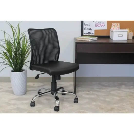 Armless Budget Mesh Task Chair Black - Boss Office Products image {1}