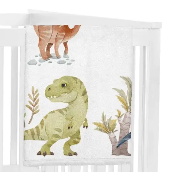 Sweet Jojo Designs Boy Baby Milestone Blanket Watercolor Dinosaur Dino Multicolor image {2}