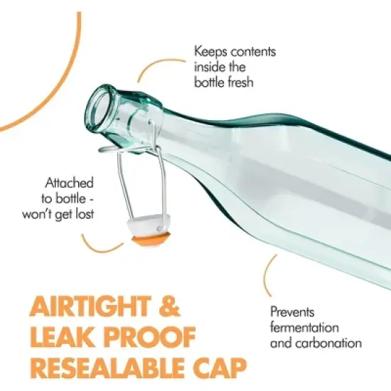 Amici Home Faceted Hermetic Glass Bottles, Eco-Friendly Swing Top Glass Bottles, Flip Top Glass Bottle with Airtight Cap, Dishwasher Safe (17 Oz) image {3}