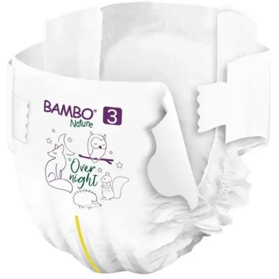 Bambo Nature Overnight Diapers, Disposable, Eco-Friendly, Size 3 image {1}