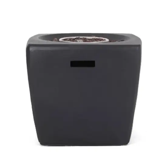 Holmwood Outdoor 40000 BTU Light Weight Concrete Square Fire Pit Dark Gray - Christopher Knight Home image {6}