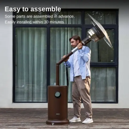 East Oak 31.9"x86.6" Propane Heater: Iron Frame, 10ft Heat Radius, No Tools Assembly image {7}