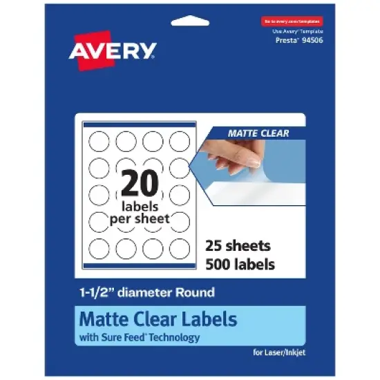 Avery Matte Clear Labels,  1-1/2" diameter Round image {10}