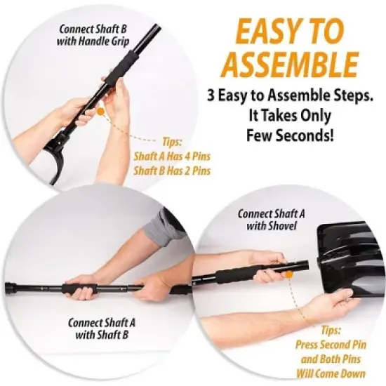 Zone Tech Car 3-in-1 Replaceable Heads Snow Shovel Kit  Portable Snow Removal Shovel, Ice Scraper, and Snow Shovel Car Set 2 Pack image {5}