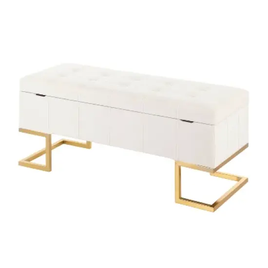 41" Midas Glam Storage Bench Steel/Velvet Gold/White - LumiSource image {3}