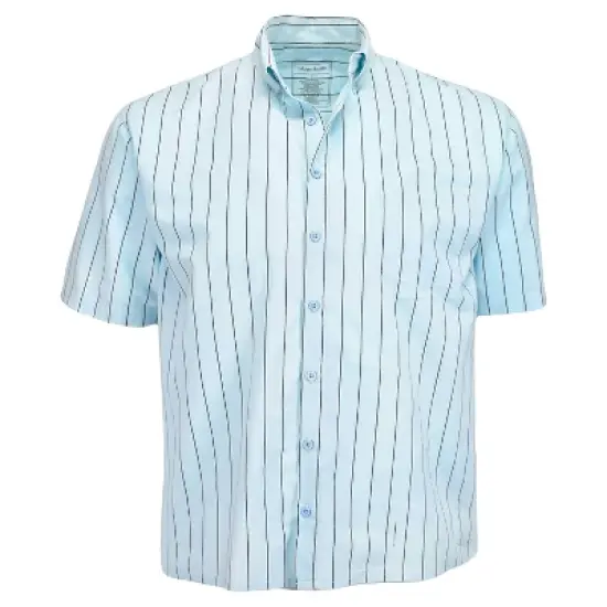 Indygo Smith Men's Short Sleeve Striped Cotton Button Down Sport Shirt image {3}