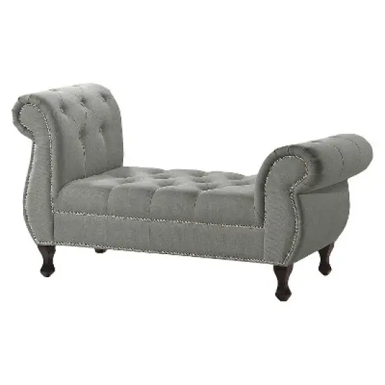 Ipswich Linen Bench Gray - Baxton Studio image {1}