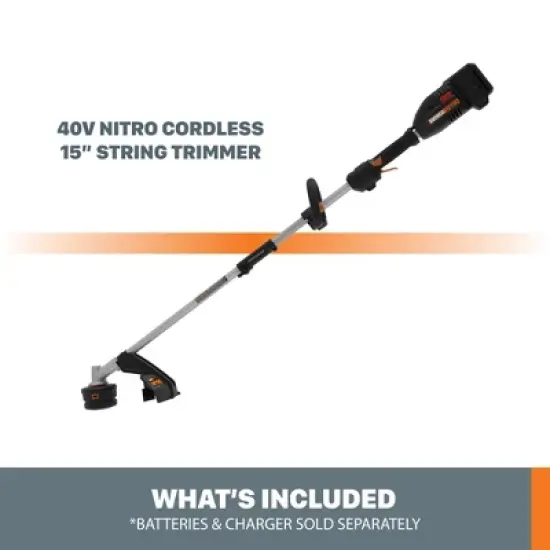 Worx Nitro WG186.9 40V Power Share PRO Attachment-Capable Driveshare 15in. Cordless String Trimmer (Tool Only) image {2}