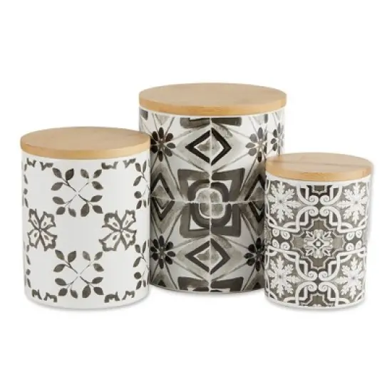 Design Imports Black Tile Ceramic Canister Set/3 image {12}