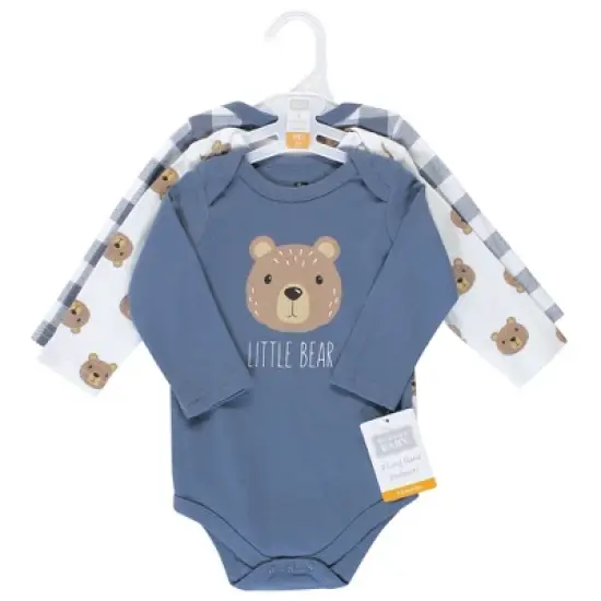 Hudson Baby Infant Boy Cotton Long-Sleeve Bodysuits 3pk, Little Bear image {1}