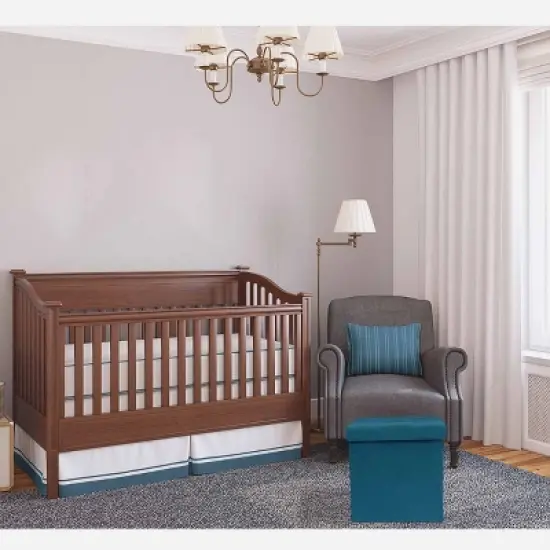 Sorbus Foldable Storage Ottoman Bench  with Cover Faux Suede Teal image {3}