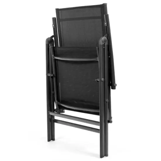 Costway Set of 2 Patio Folding Chair Recliner Adjustable  Black image {3}