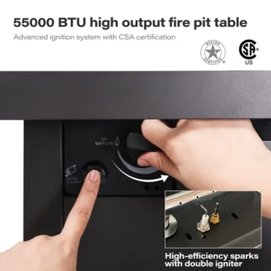 Lausaint Home 55000btu 43' Outdoor Propane Fire Pit Table （New） image {3}